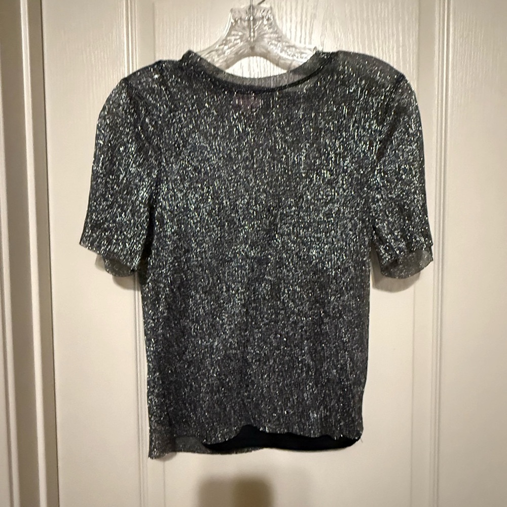 Miami Sparkling Silver Short Sleeve Top